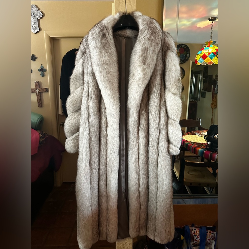 Luxurious Full Length Blue Fox Fur Coat